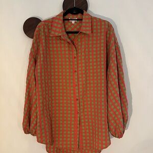 Anniewear Red and Green Plaid Button Shirt